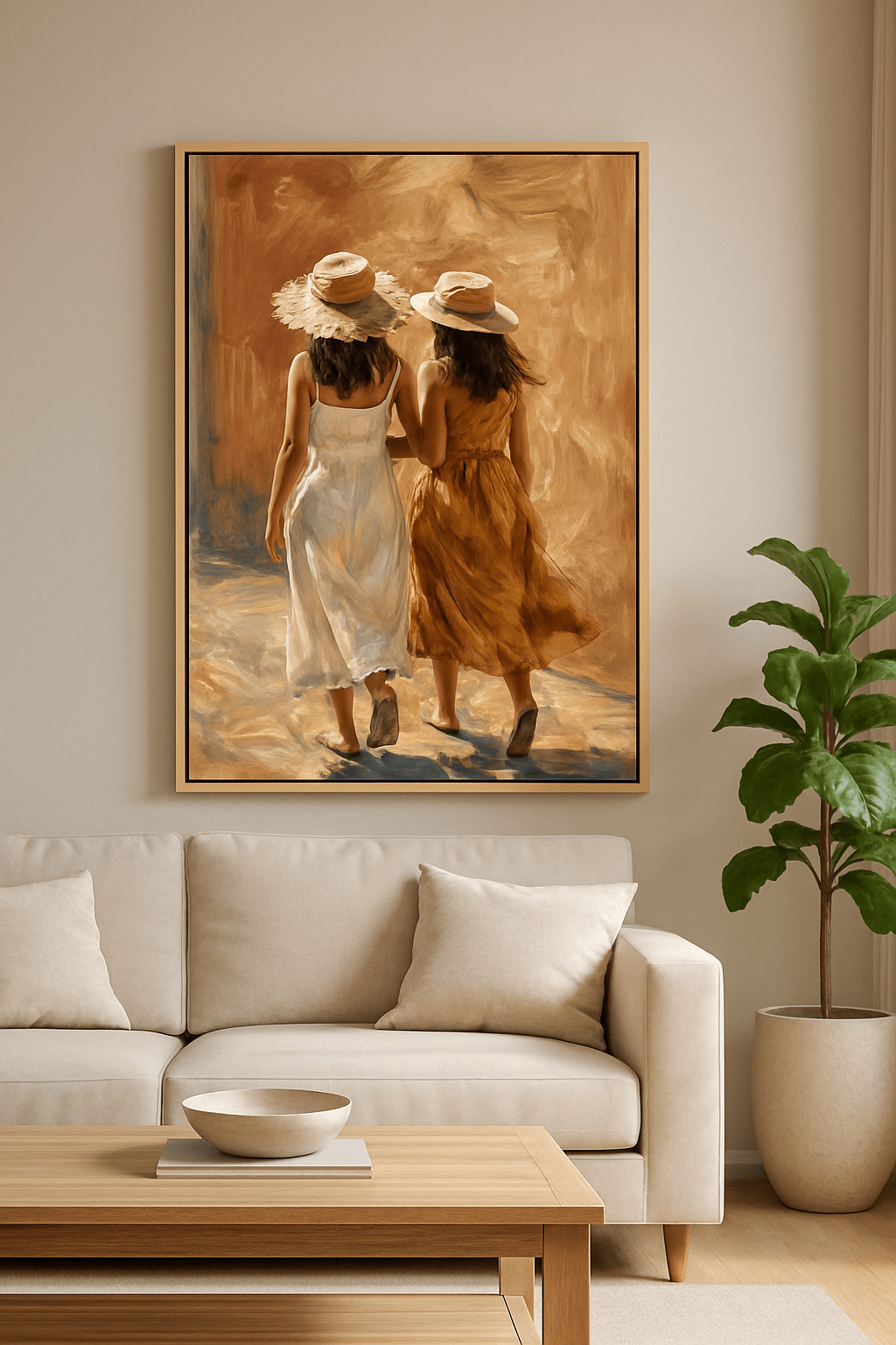 Onder Twee Hoeden Schilderij — sfeerbeeld in interieur
