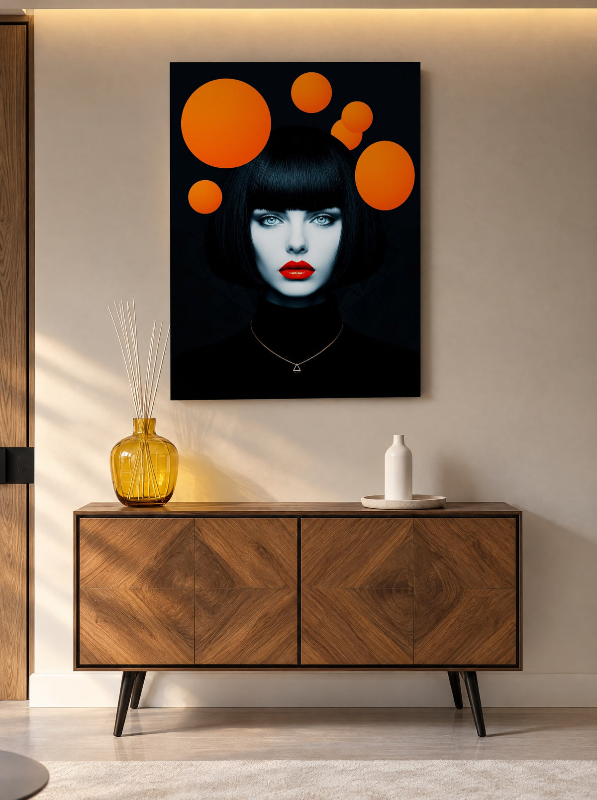 Oranje Stilte na Middernacht als canvas zonder lijst aan de muur