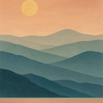 Serene berglandschap zonsondergang wanddecoratie