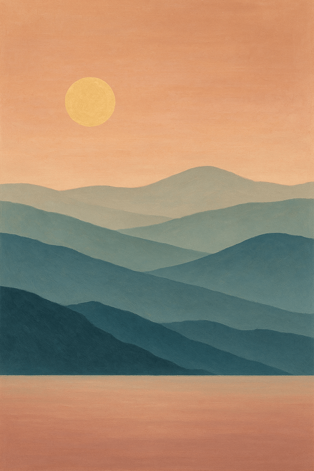 Serene berglandschap zonsondergang wanddecoratie