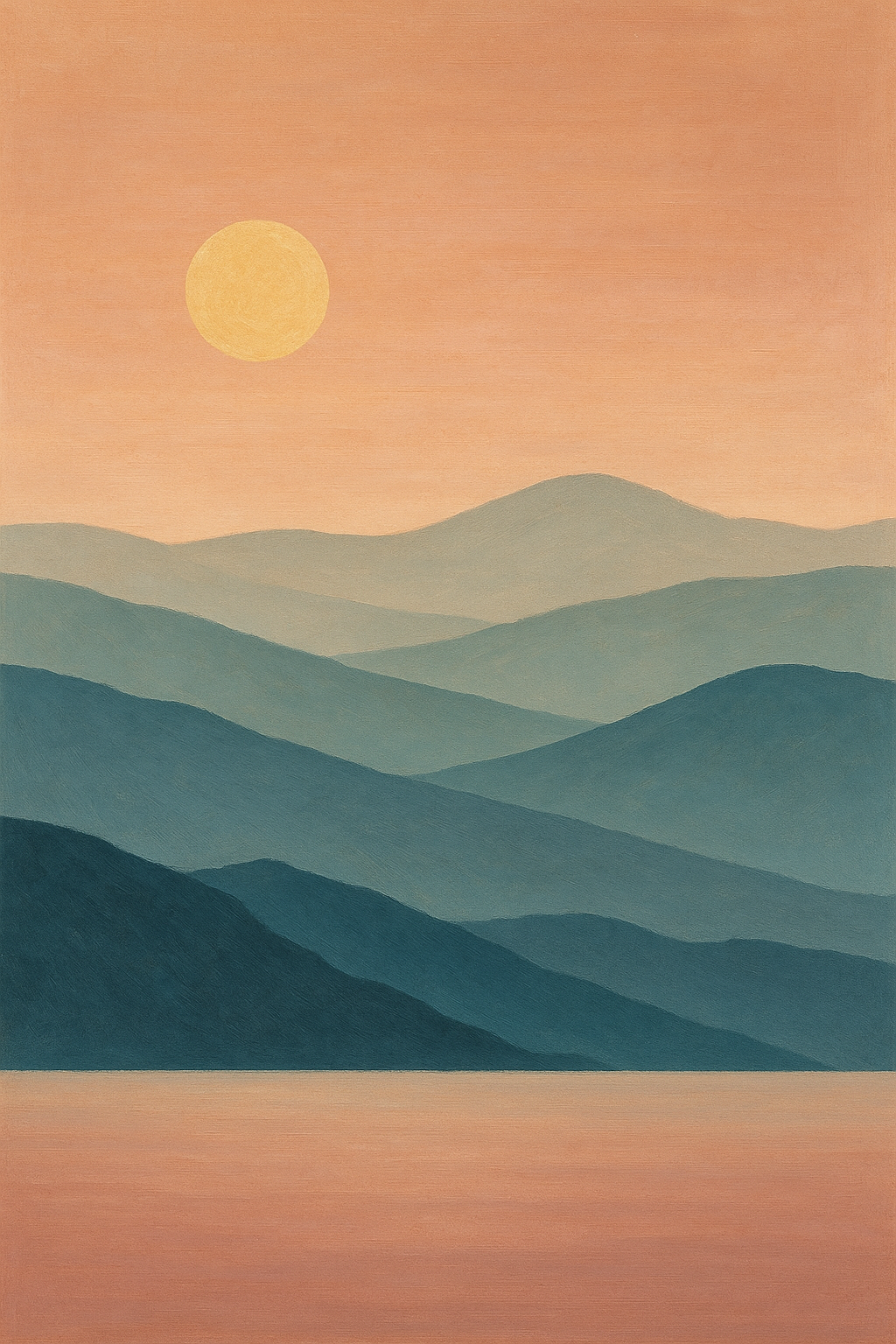Serene berglandschap zonsondergang wanddecoratie