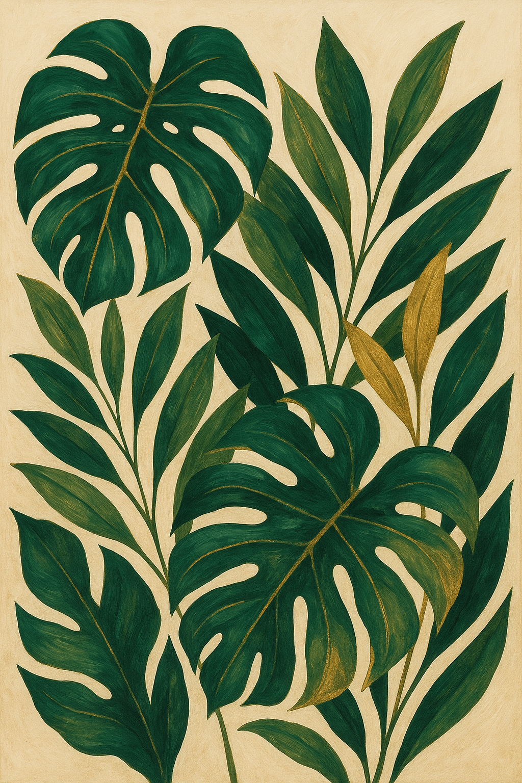 Emerald botanical bladeren wanddecoratie