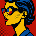 Pop art wanddecoratie portret in profiel met zonnebril