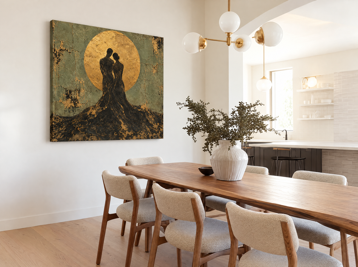 Paar voor Gouden Cirkel als canvas zonder lijst aan de muur