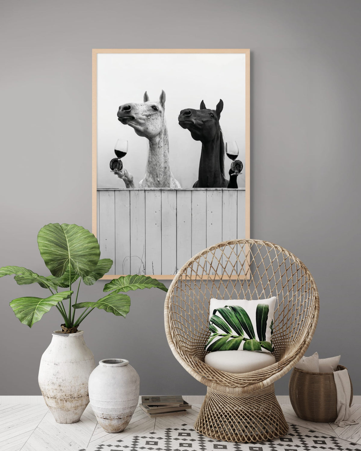 Paarden met Pinot Noir Wanddecoratie | ArtifyCanvas