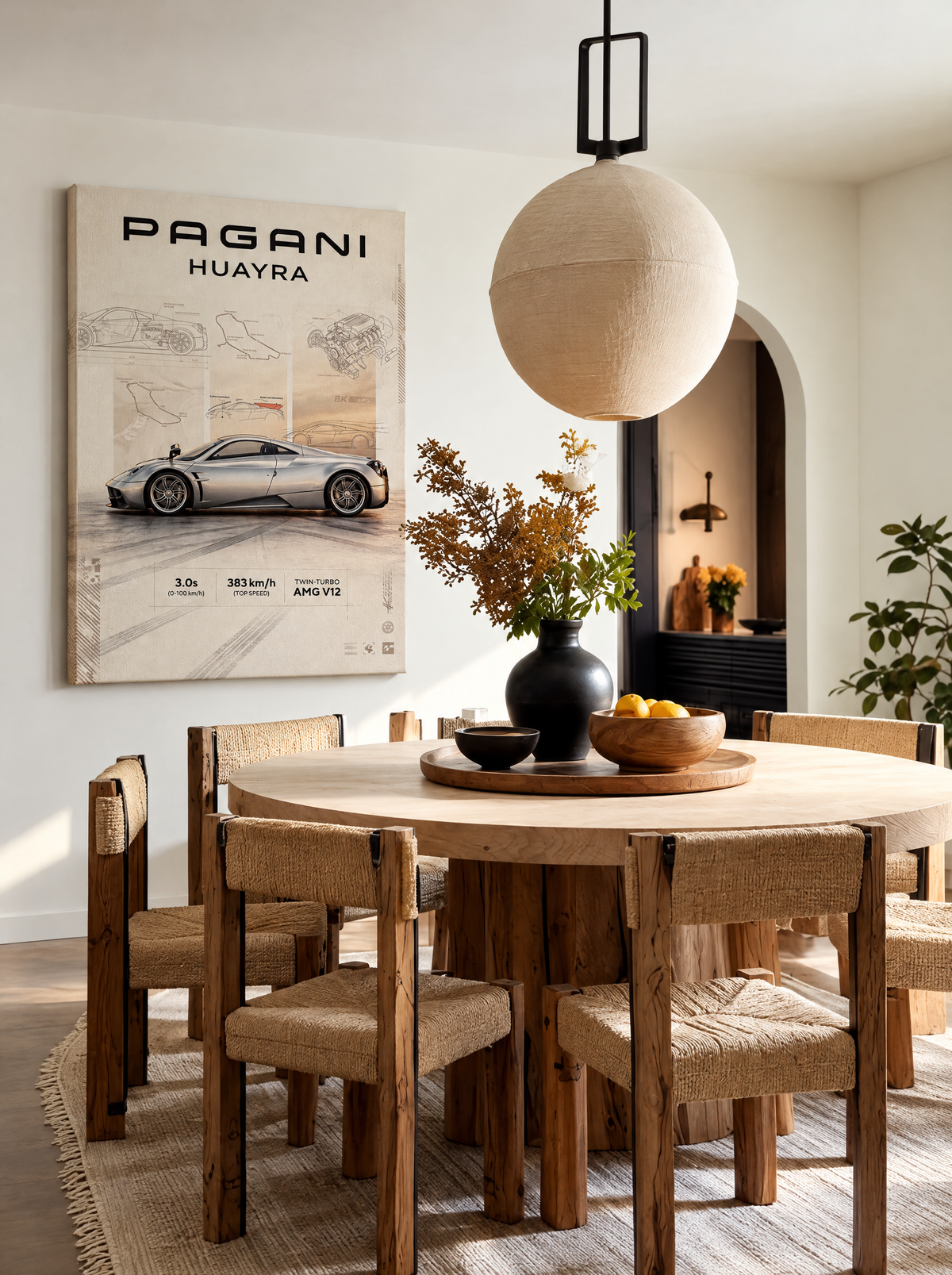 Pagani Huayra als canvas zonder lijst aan de muur
