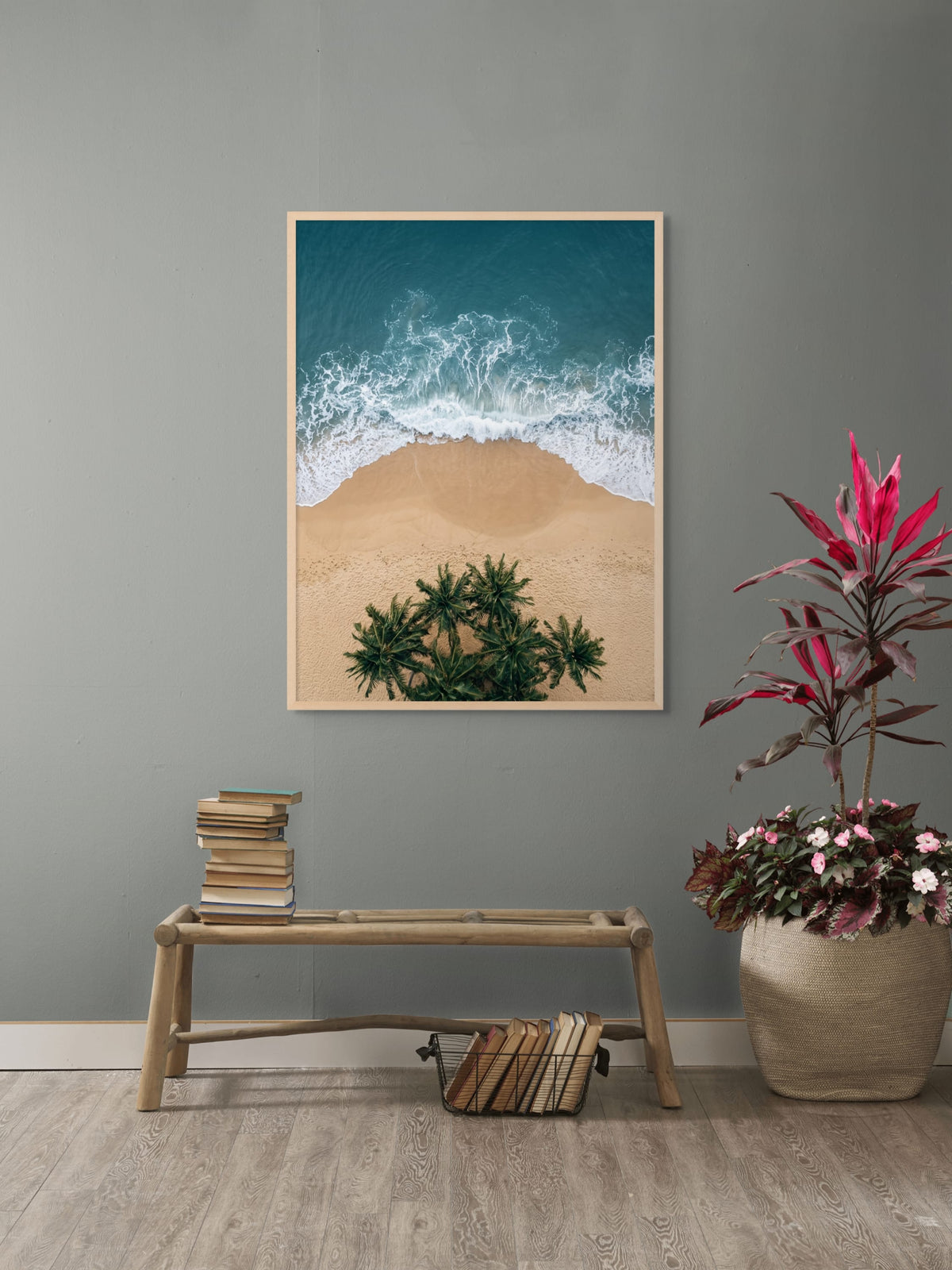 Palms over Salty Waves Wall Decor – Tropical Coastal Canvas Print