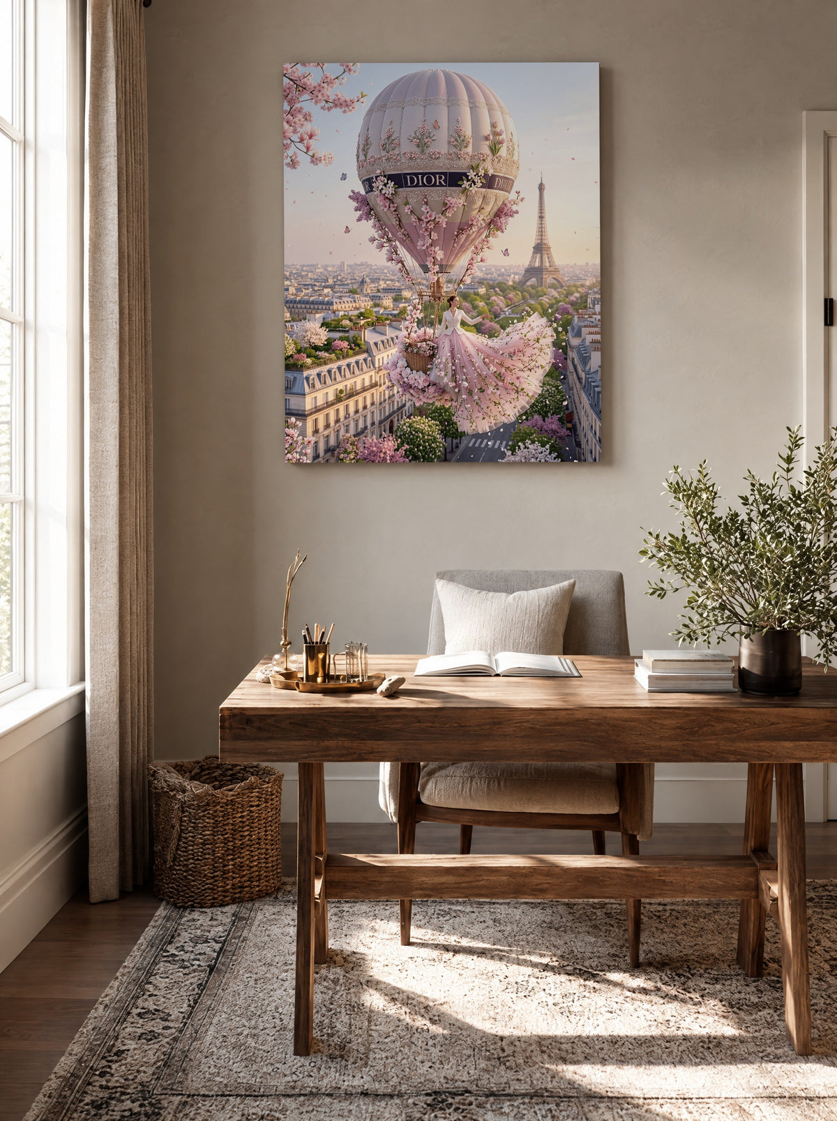 Parijs in Bloesemvlucht als canvas zonder lijst aan de muur