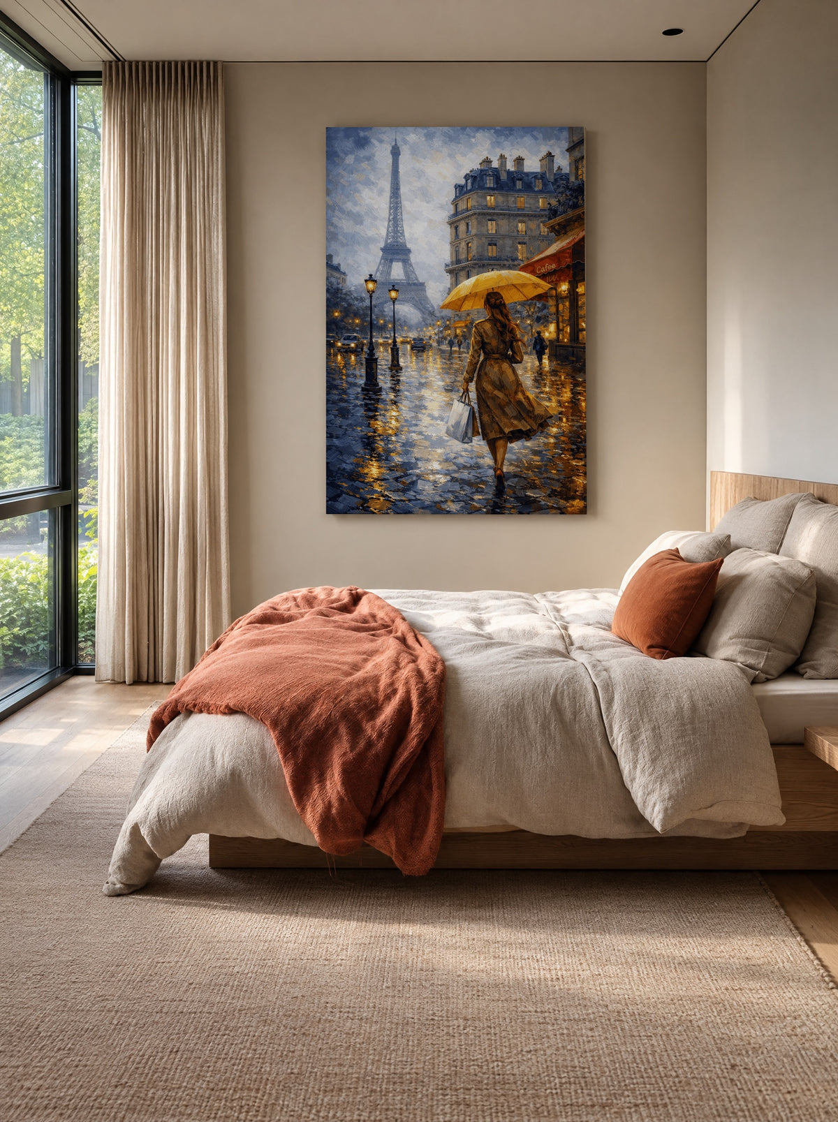 Parijs in Gouden Regen als canvas zonder lijst aan de muur