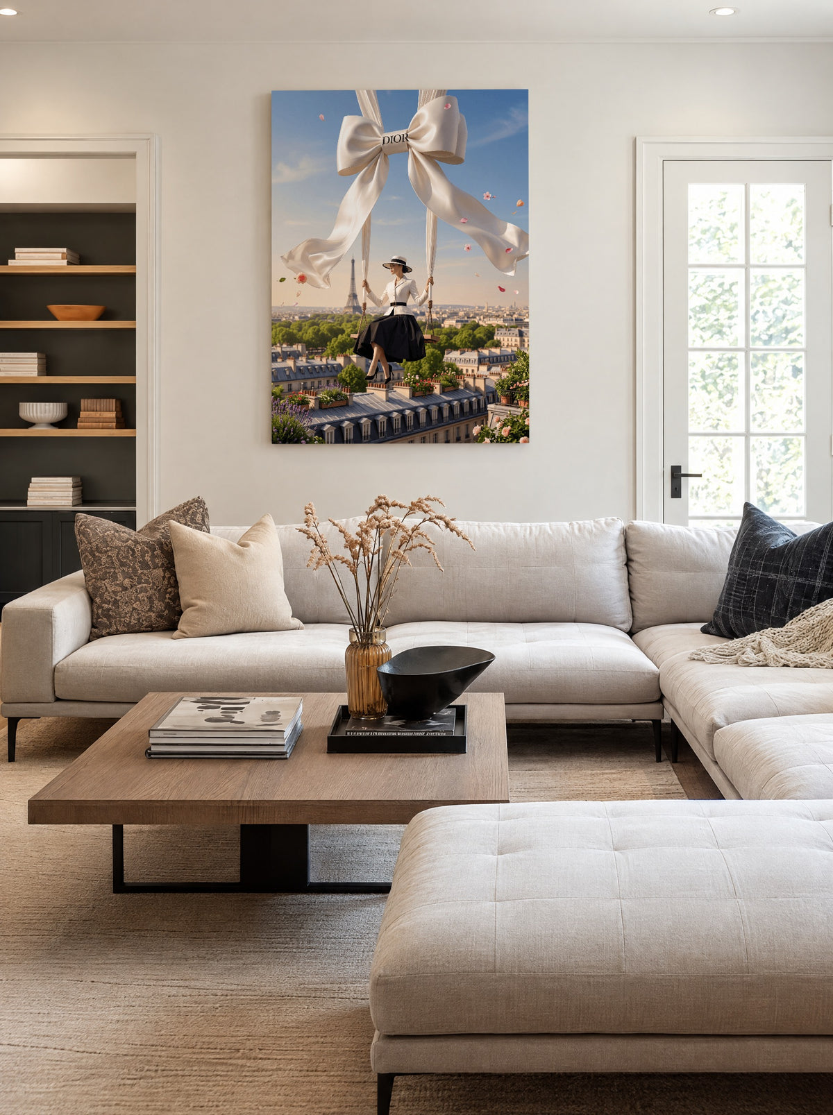 Parijse Droom aan Zijden Linten als canvas zonder lijst aan de muur