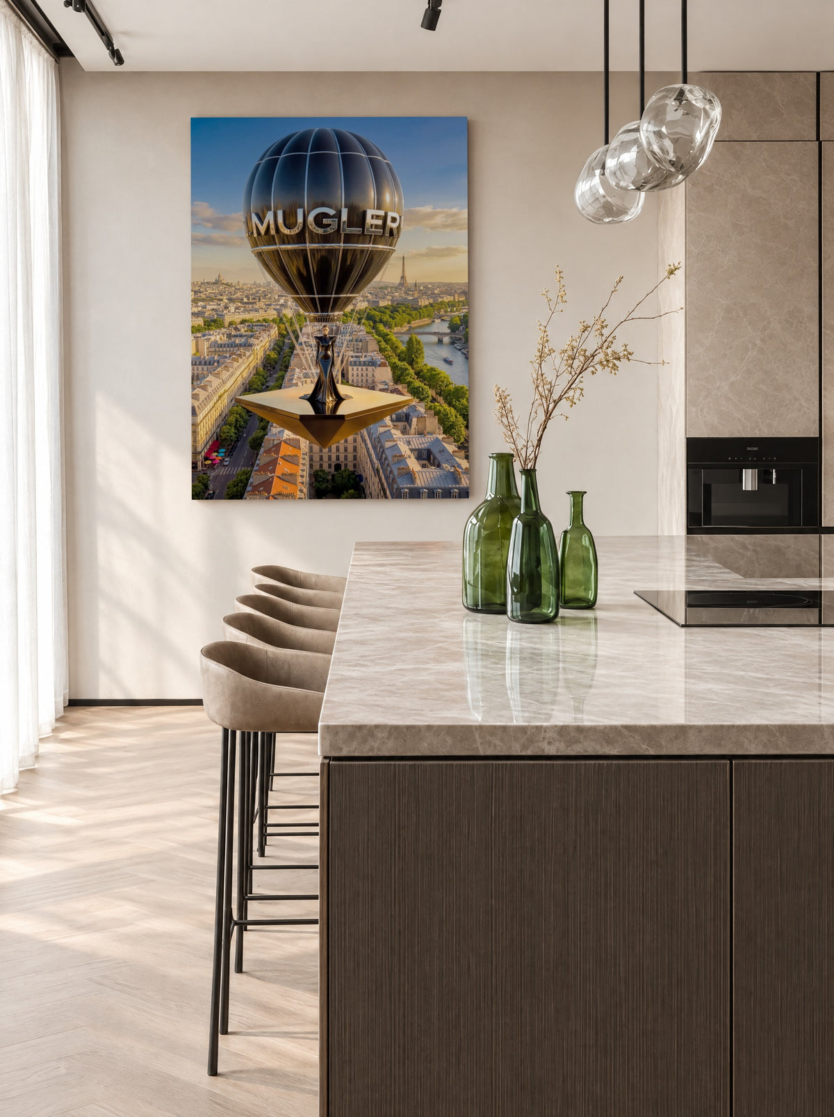 Paris Sky Couture als canvas zonder lijst aan de muur