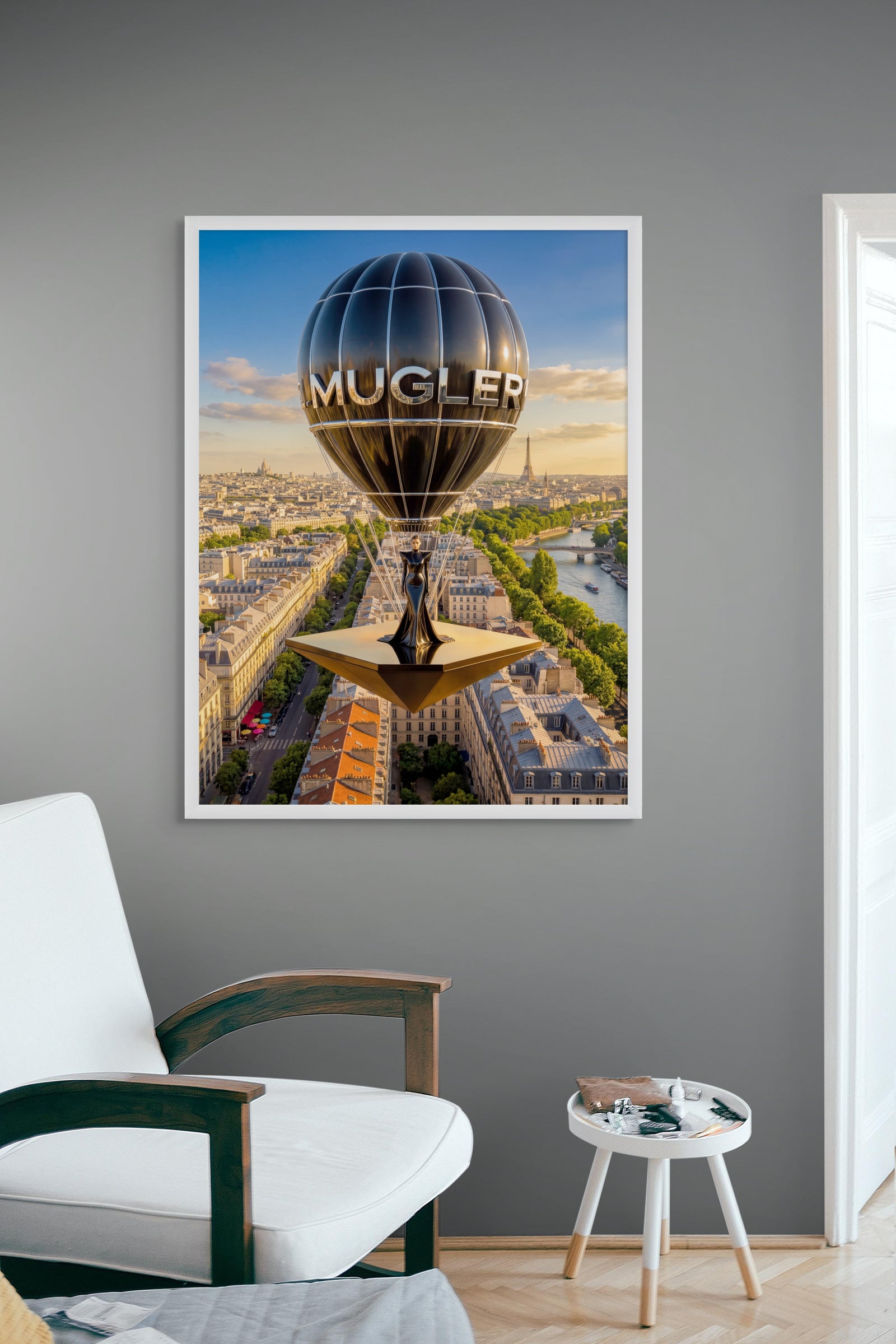 Paris Sky Couture wanddecoratie met modieuze couture-sfeer onder de Parijse hemel