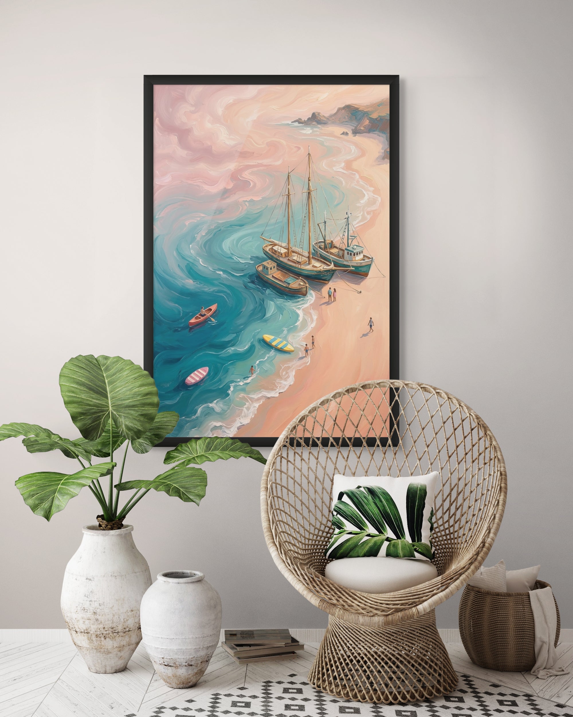 Pastel Tide Getaway Wanddecoratie – Serene Strand Canvas Print