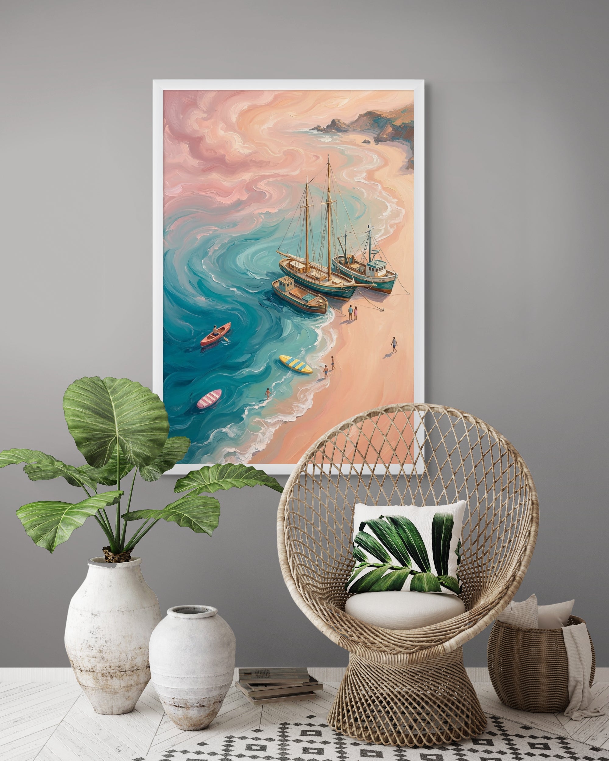 Pastel Tide Getaway Wanddecoratie – Serene Strand Canvas Print