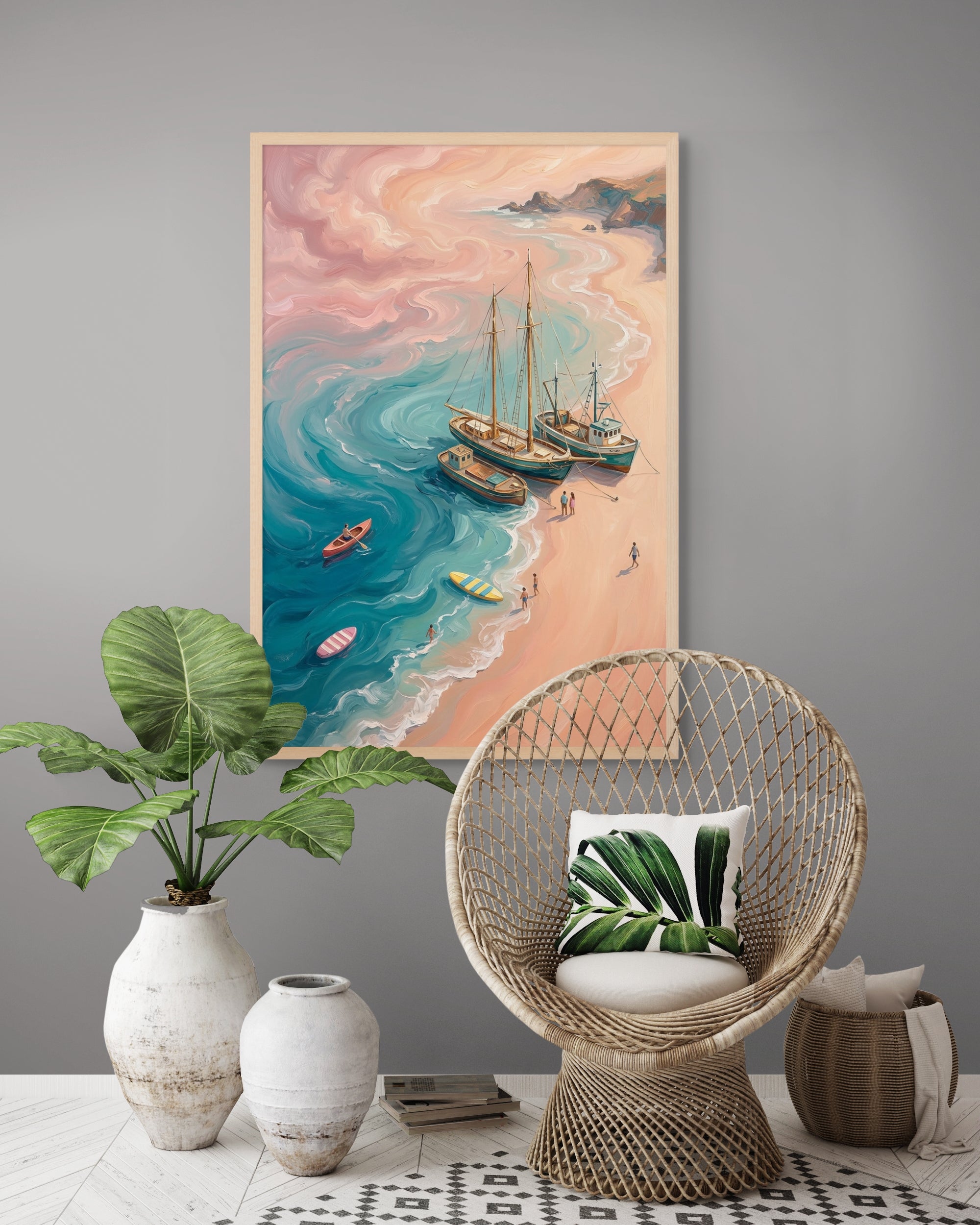 Pastel Tide Getaway Wanddecoratie – Serene Strand Canvas Print