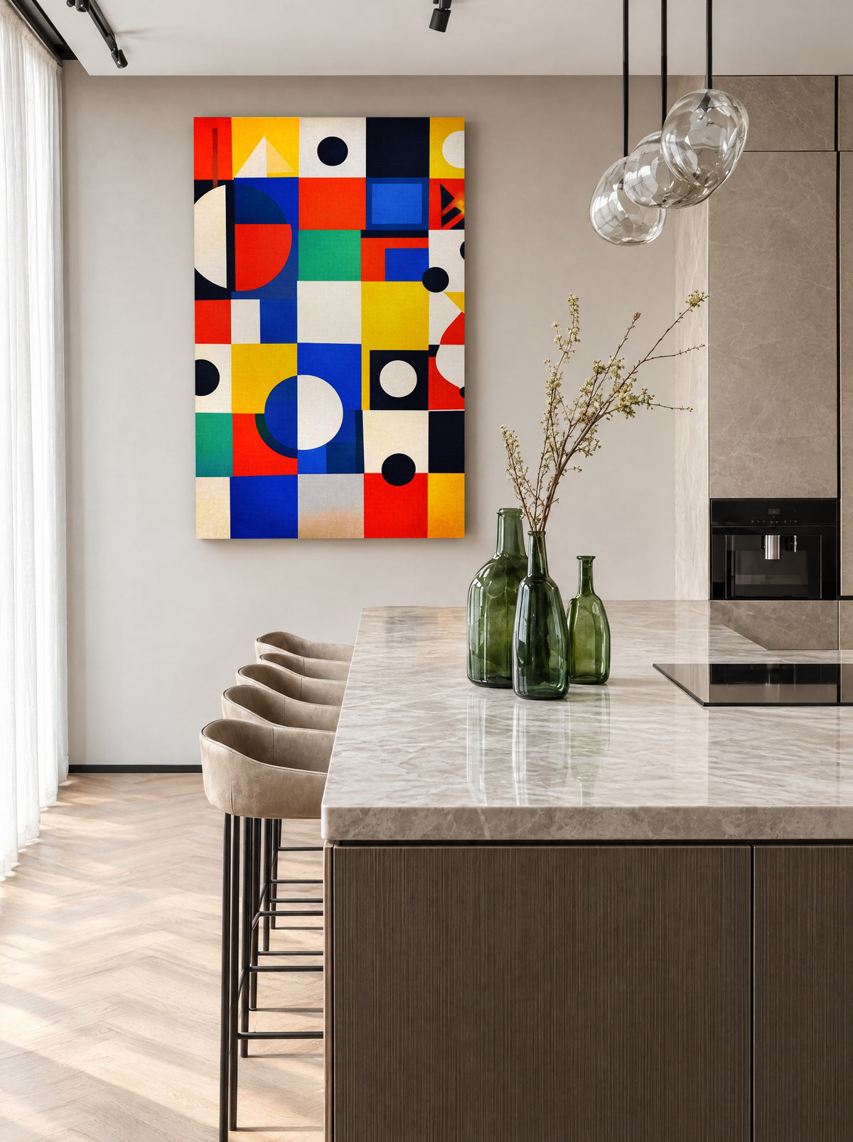 Pixels op Zomerritme als canvas zonder lijst aan de muur