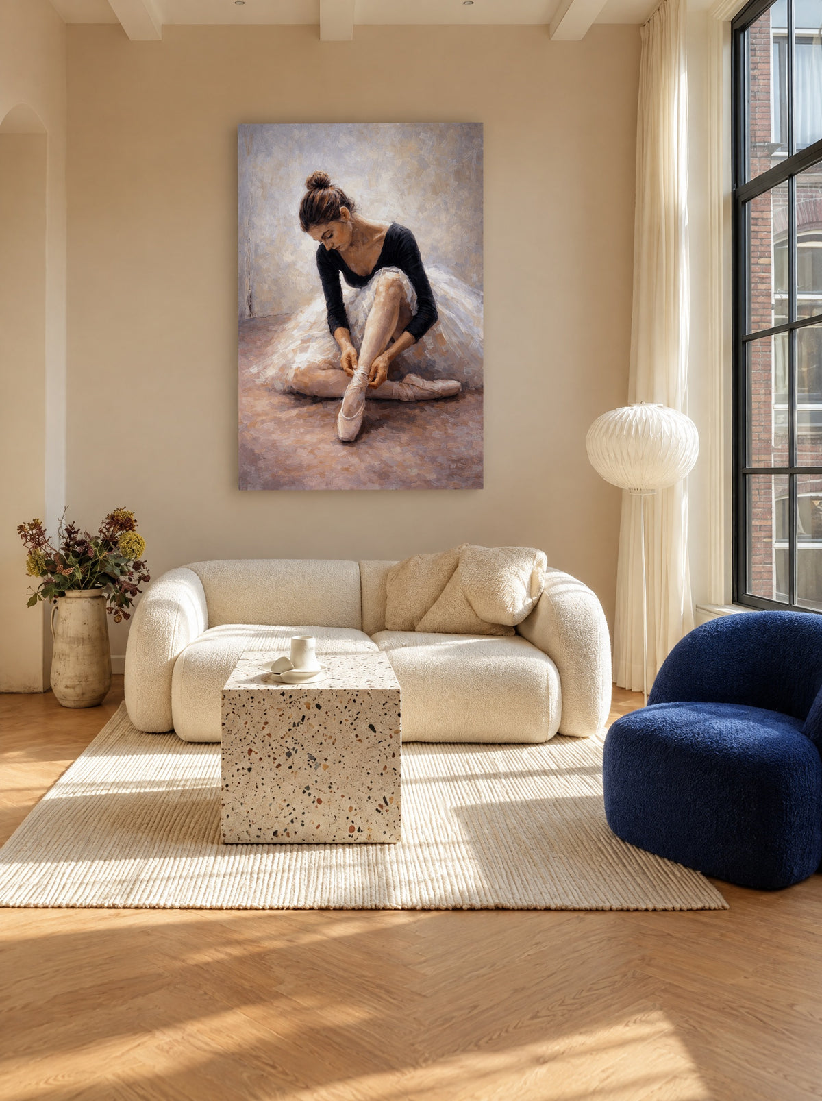 Plié bij Ochtendlicht als canvas zonder lijst aan de muur
