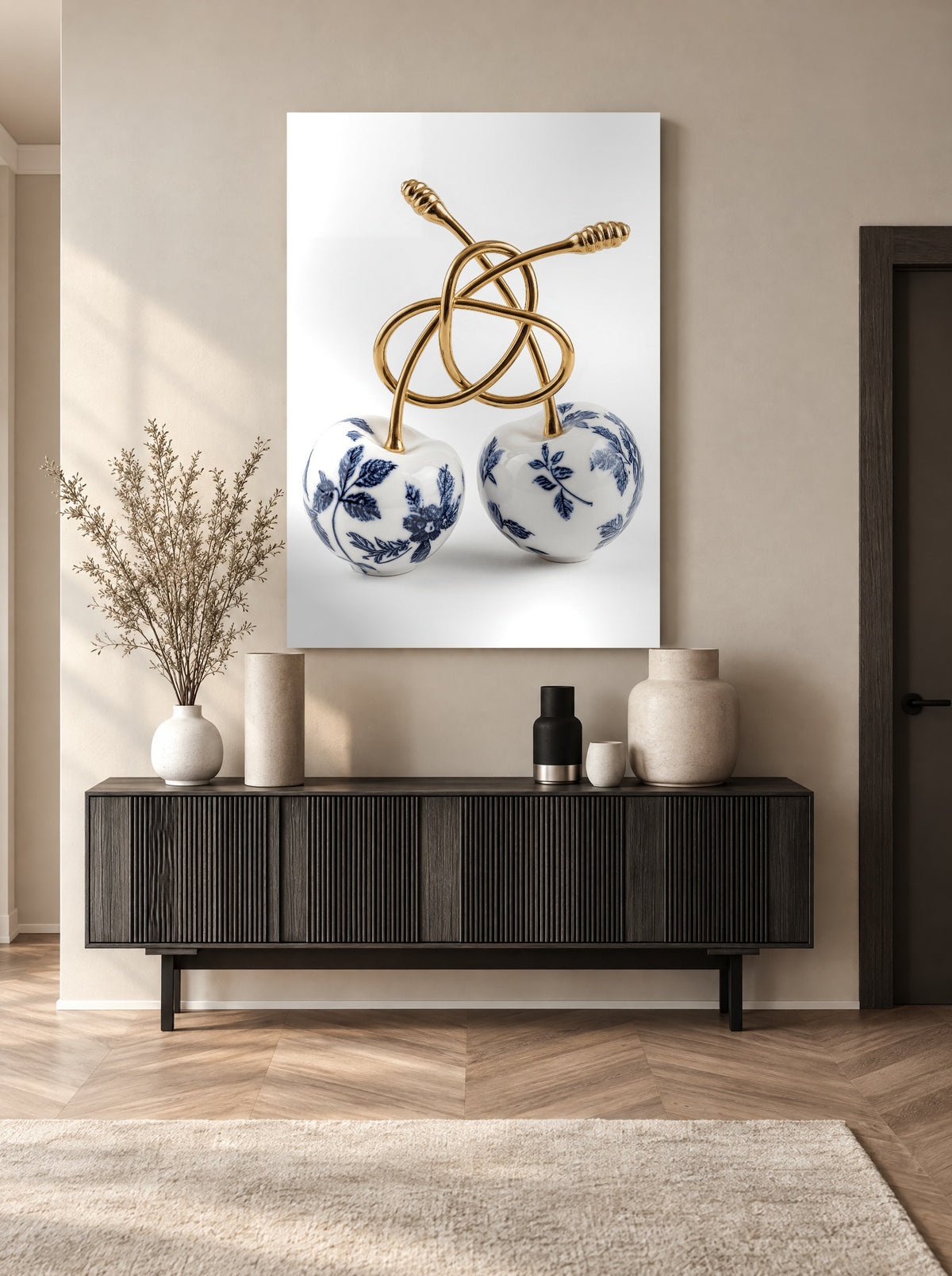 Porcelain Cherry Twist als canvas zonder lijst aan de muur