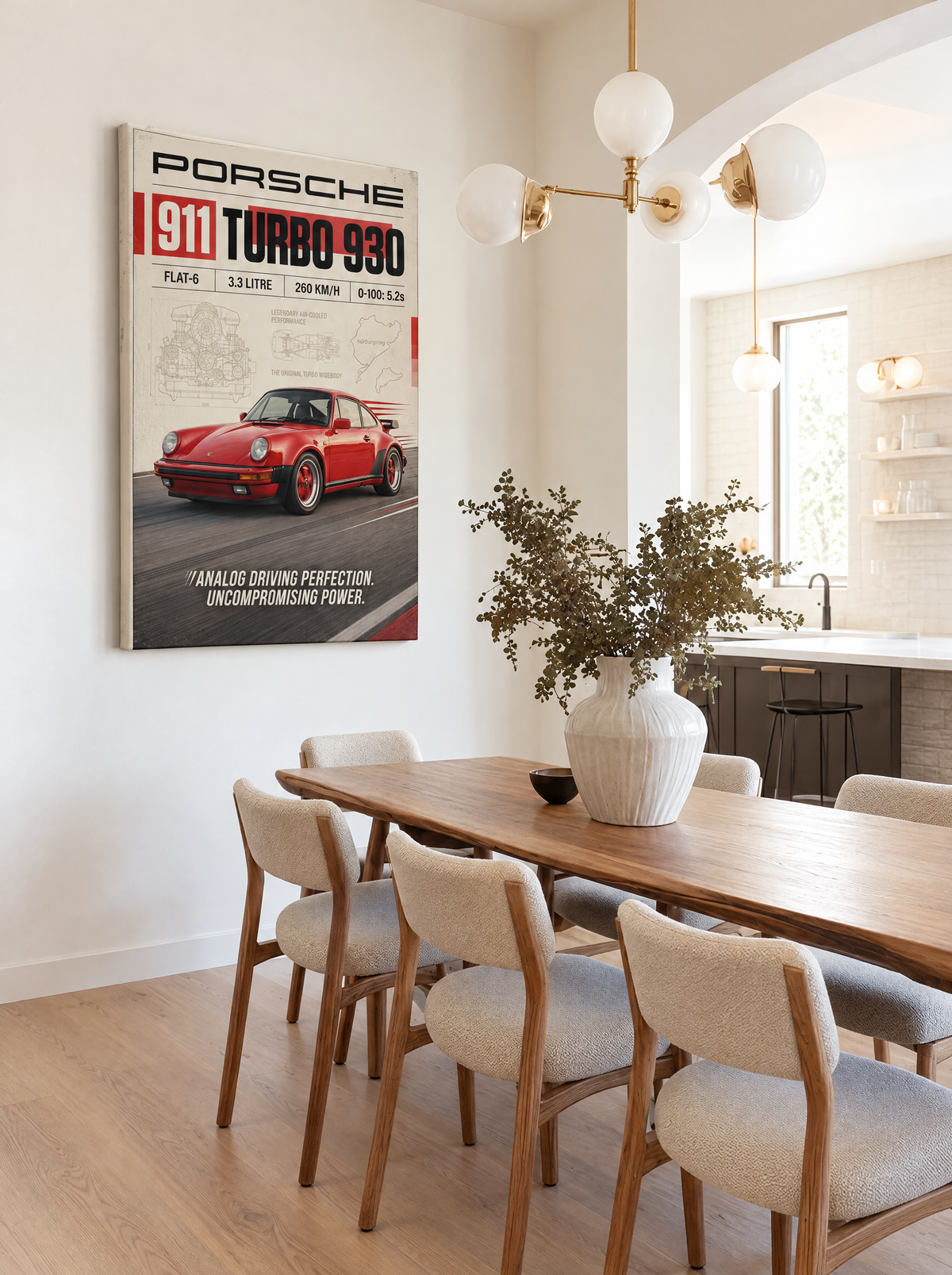 Porsche 911 Turbo (930) als canvas zonder lijst aan de muur