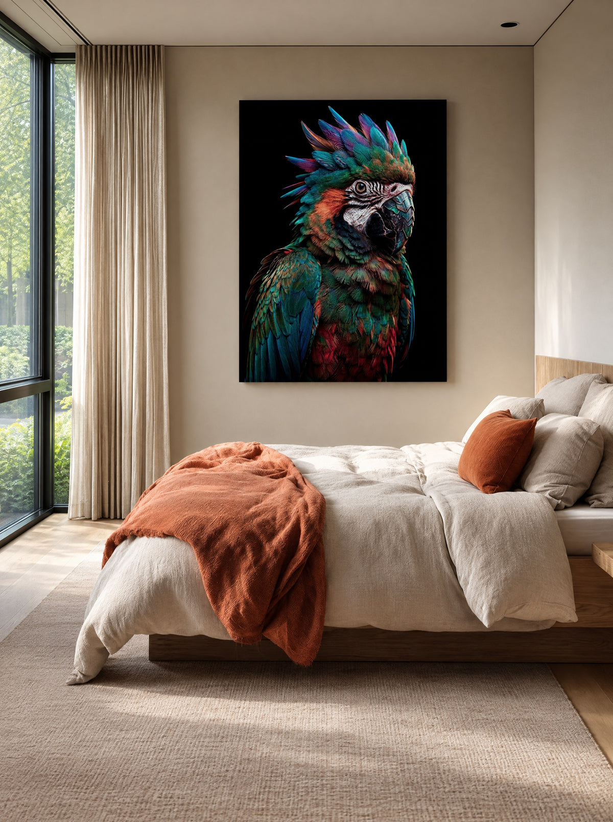 Prism Rebel Parrot als canvas zonder lijst aan de muur