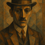 De Zwerver met Schaduwgrijns wanddecoratie met mysterieus portret