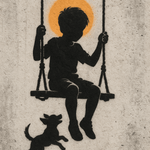 Swing of Innocence and Silence wanddecoratie - stencil street-art