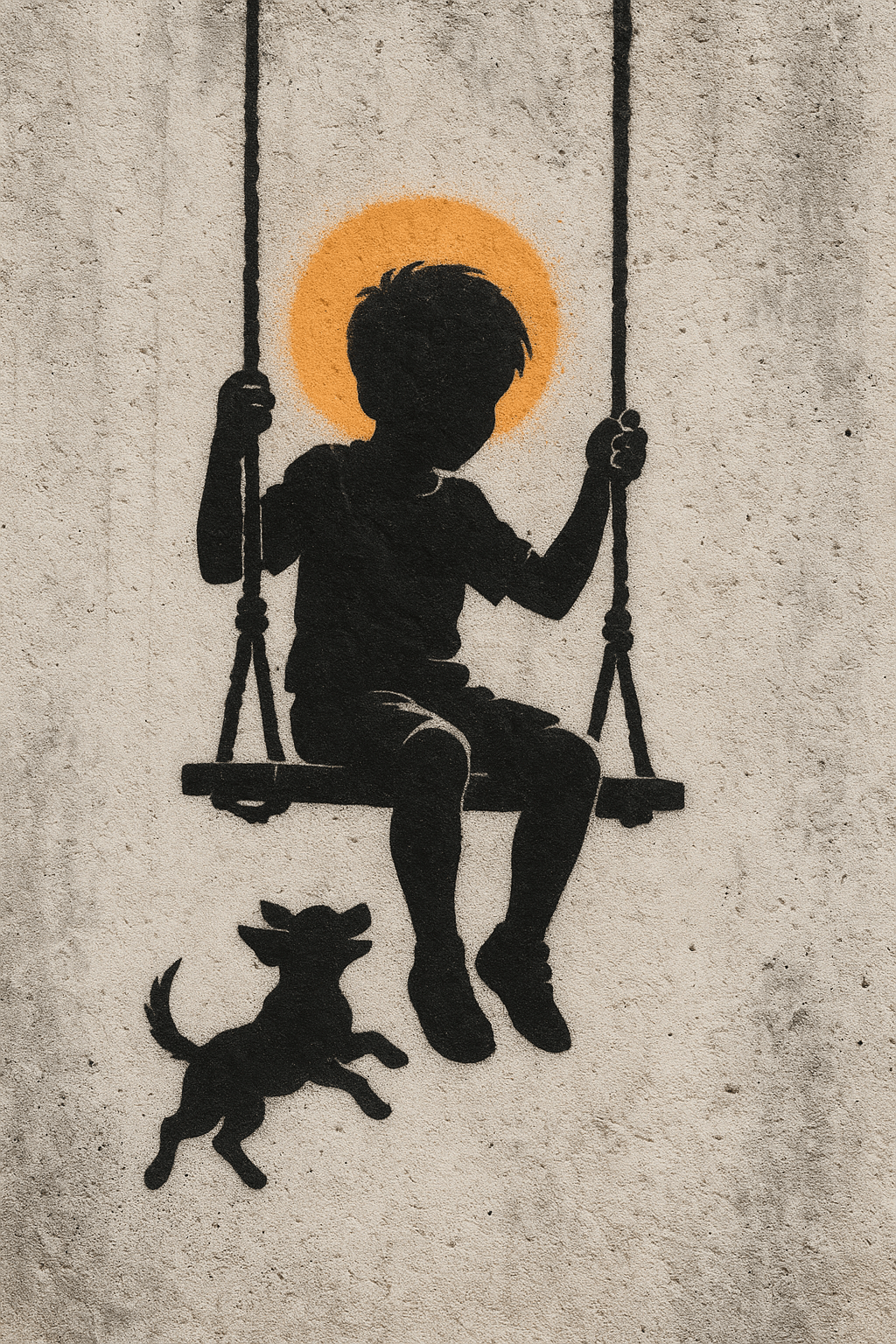 Swing of Innocence and Silence wanddecoratie - stencil street-art