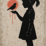 Scarlet Dove Silence wanddecoratie - stencil street-art