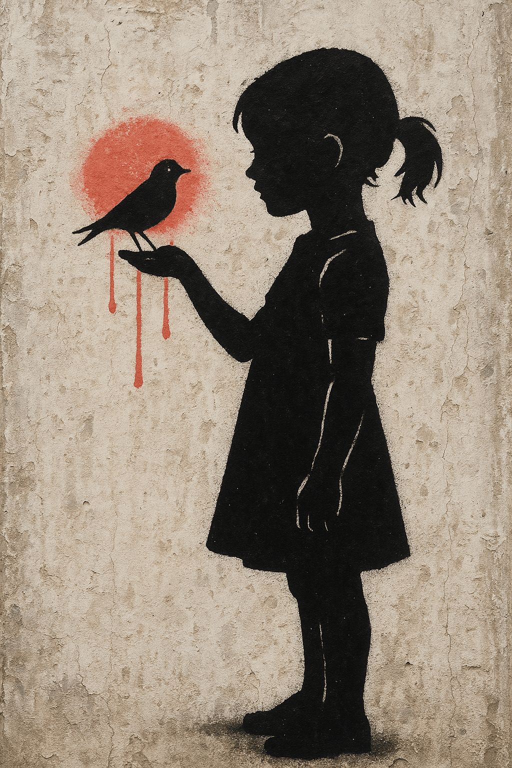 Scarlet Dove Silence wanddecoratie - stencil street-art