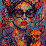 Bloemendiva met Shades en Sidekick wanddecoratie met kleurrijk portret