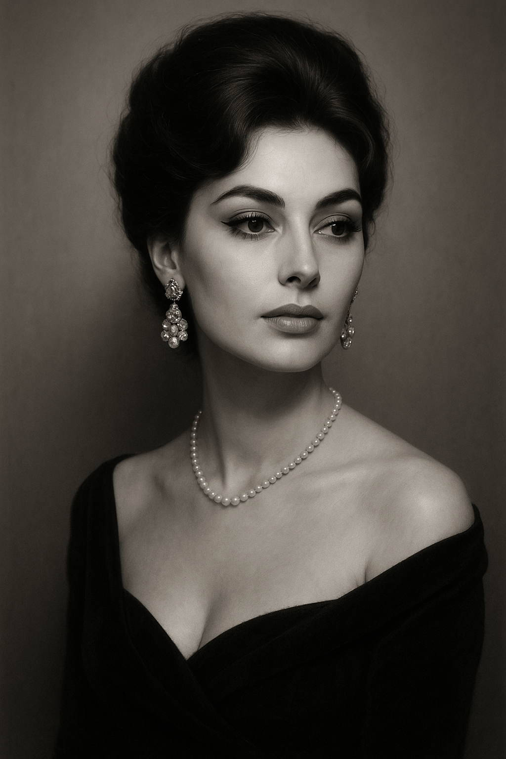 Italiaanse Diva meets Contemporary wanddecoratie - elegant zwart-wit portret