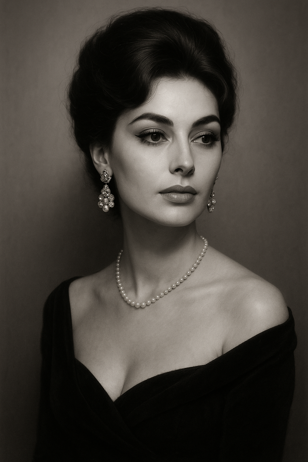 Italiaanse Diva meets Contemporary wanddecoratie - elegant zwart-wit portret