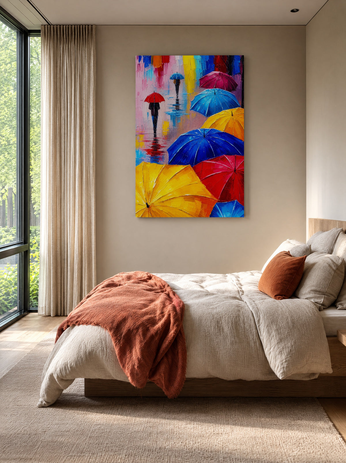 Regenparade van Kleuren als canvas zonder lijst aan de muur