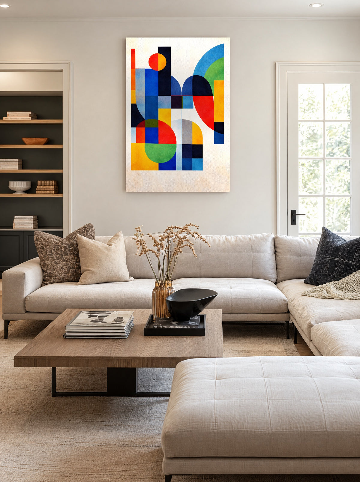Retro Ritme in Kleurbogen als canvas zonder lijst aan de muur