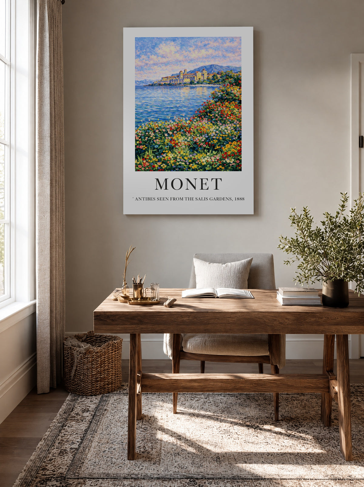 Riviera vol Bloemenzee als canvas zonder lijst aan de muur