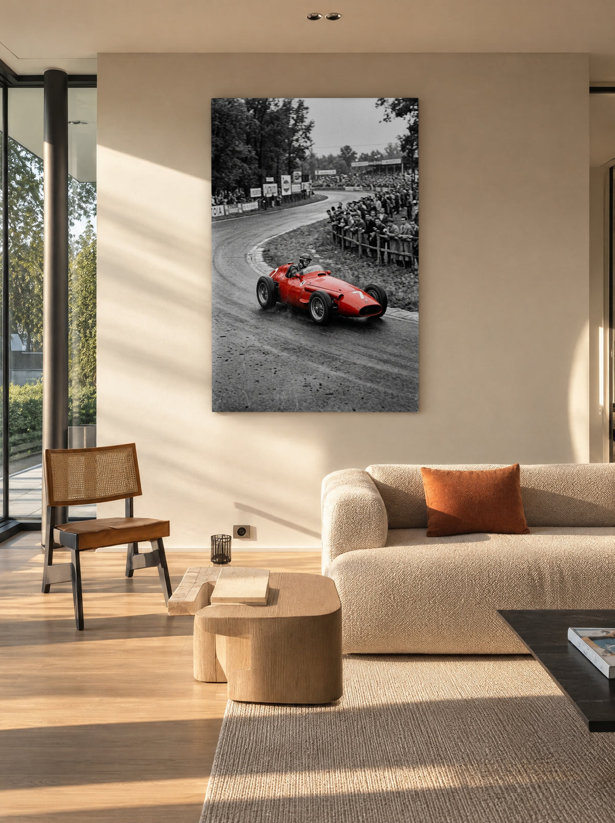 Rode Maestro als canvas zonder lijst aan de muur