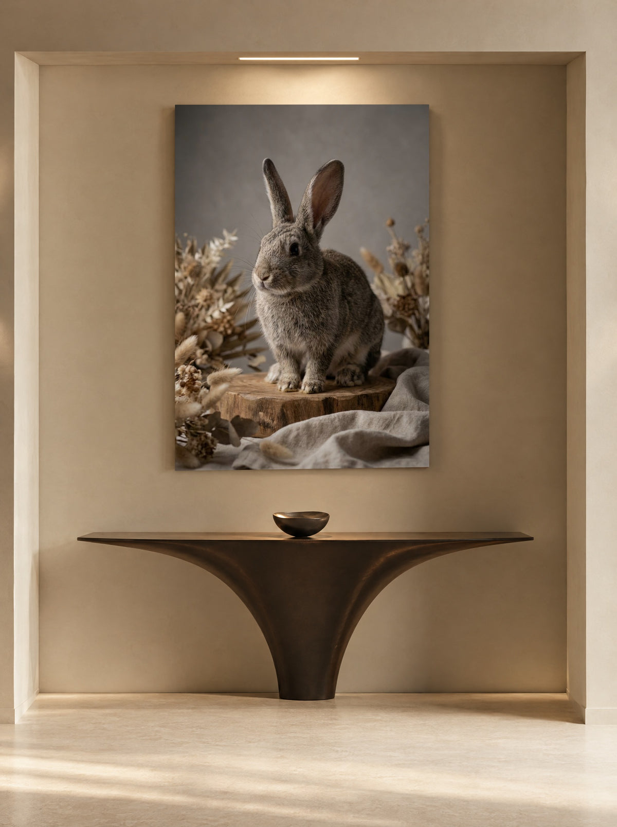 Rustiek Konijn in Natuurlijke Sfeer als canvas zonder lijst aan de muur