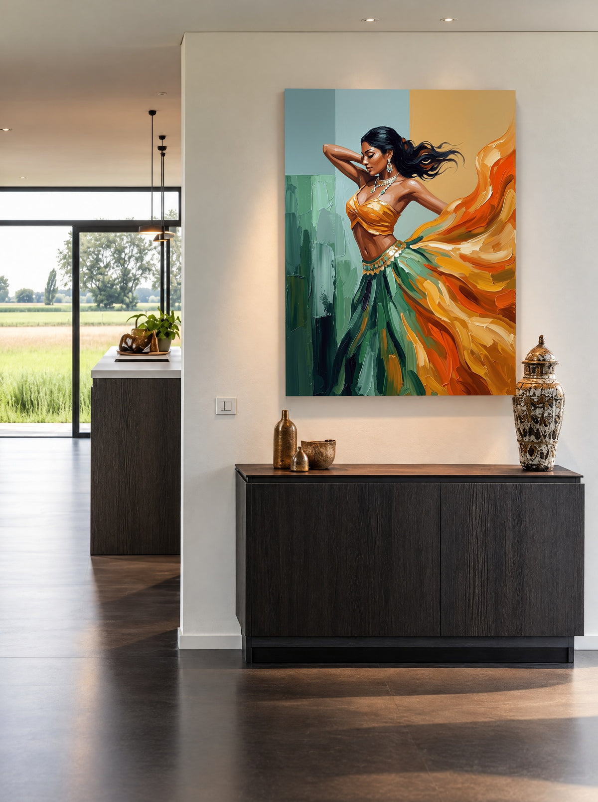 Saffraan in Beweging als canvas zonder lijst aan de muur