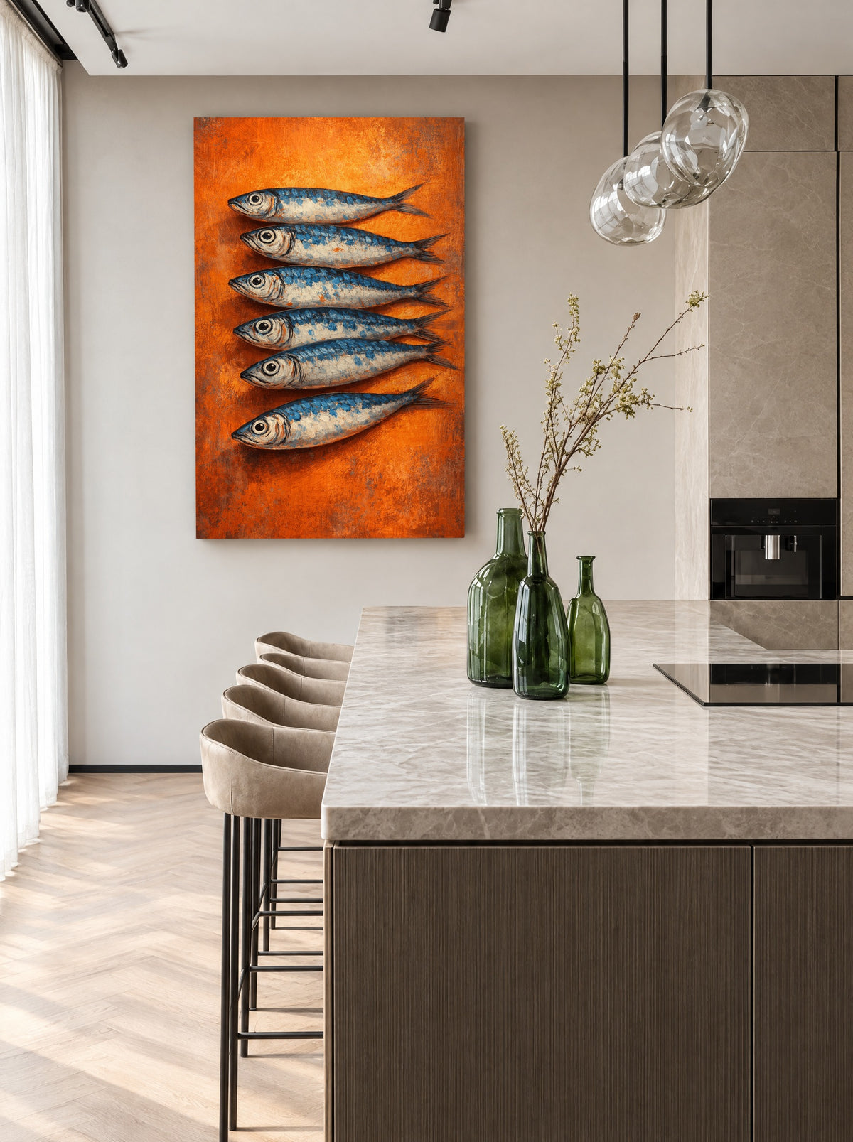 Satijnen Stilte als canvas zonder lijst aan de muur