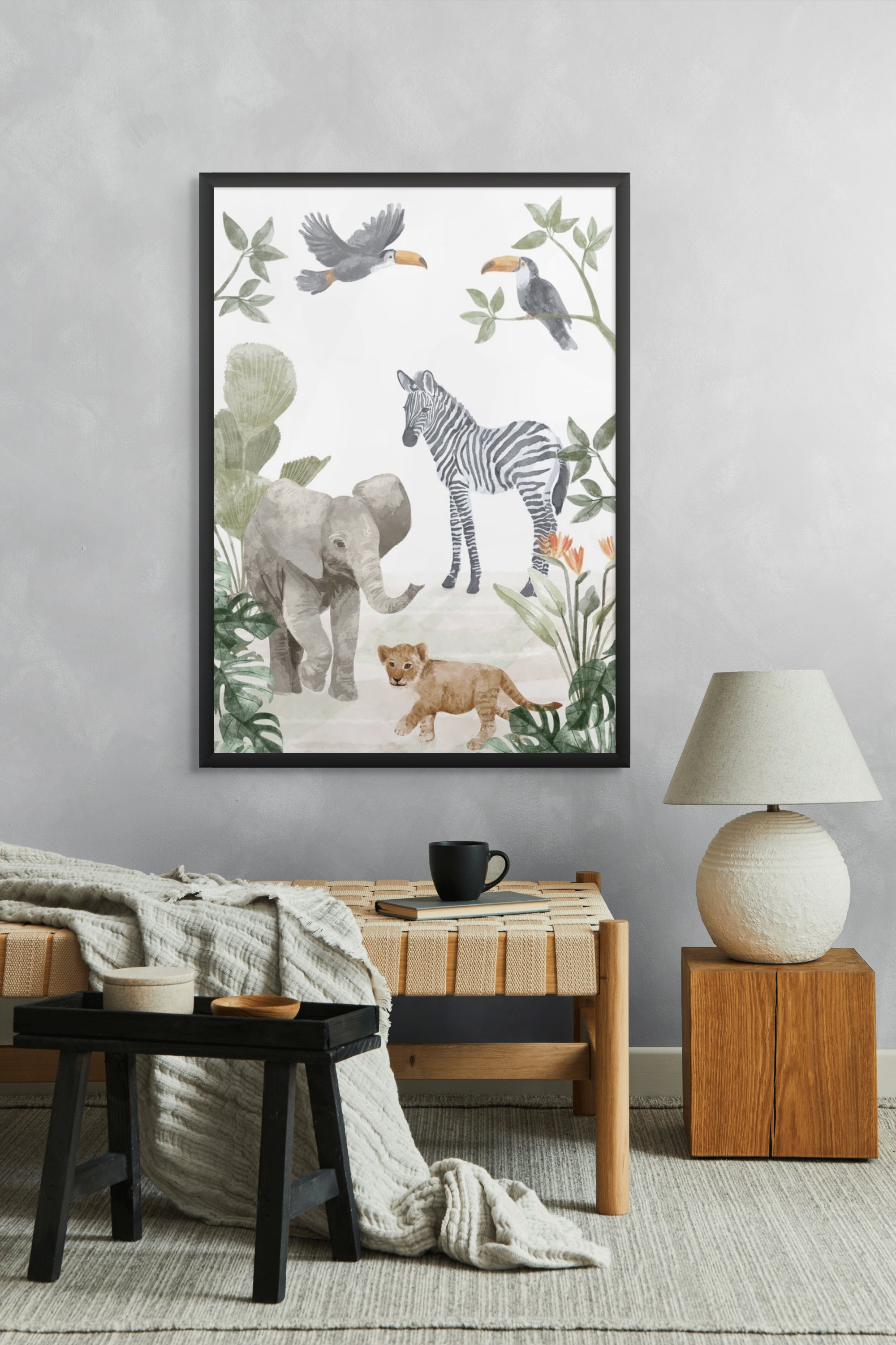 Savanne vol Strepen en Slurven Wanddecoratie – Safari Dieren Canvas Print
