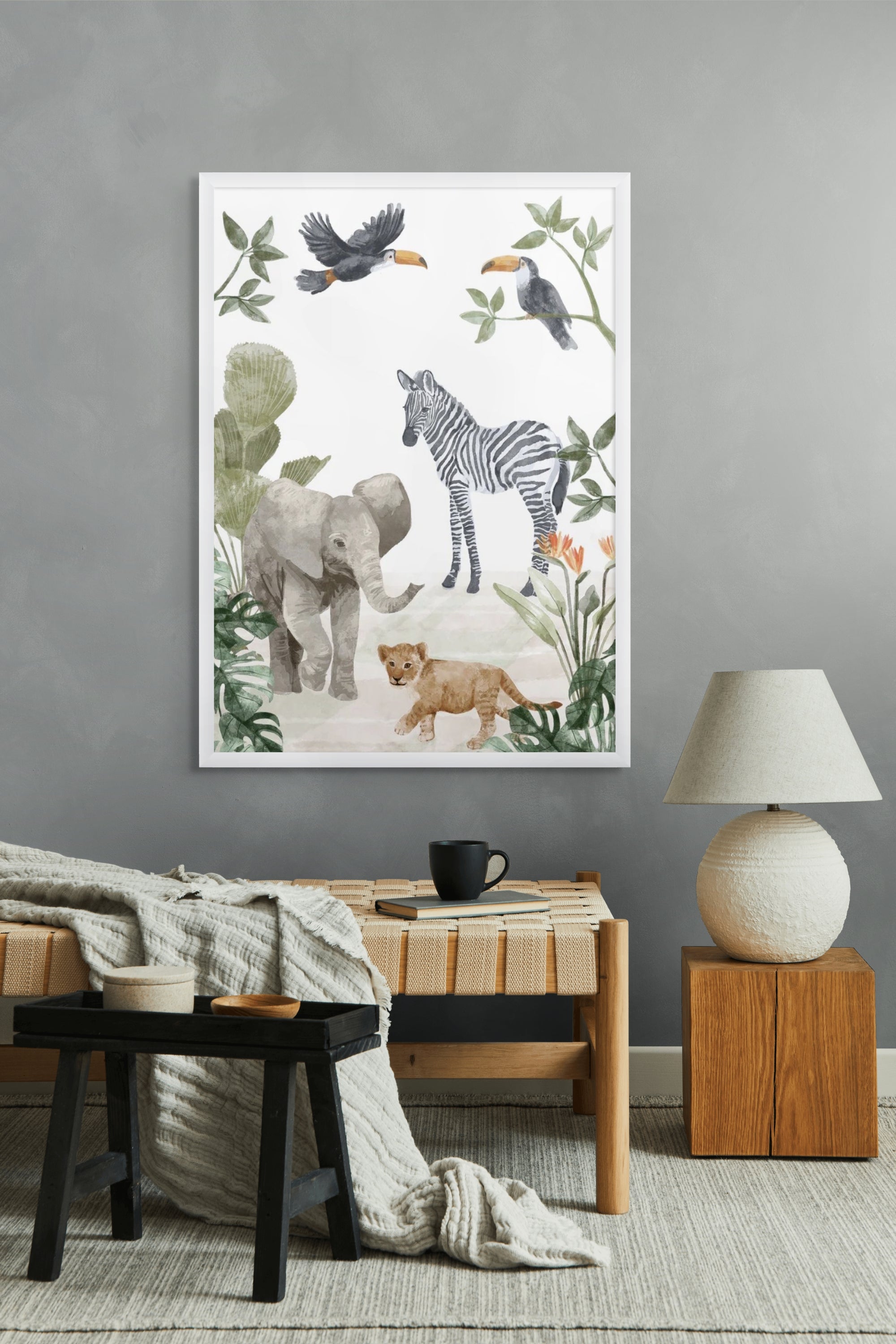 Savanne vol Strepen en Slurven Wanddecoratie – Safari Dieren Canvas Print
