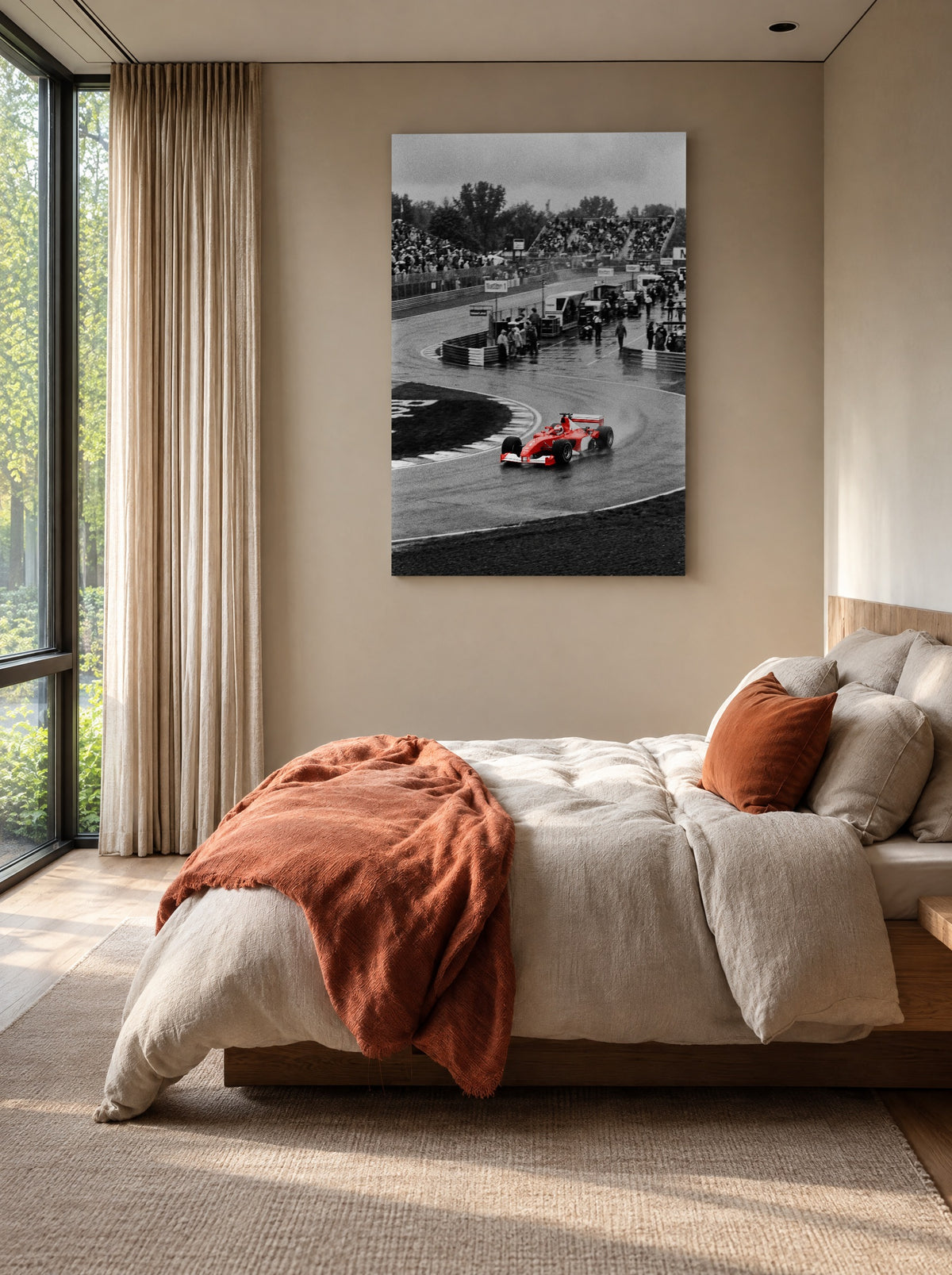 Scarlet in de Regen als canvas zonder lijst aan de muur