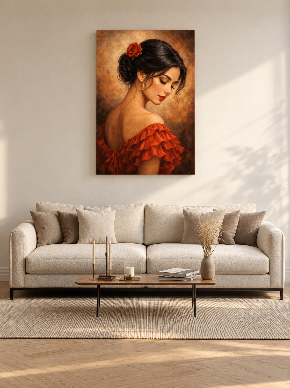 Scarlet Serenade als canvas zonder lijst aan de muur