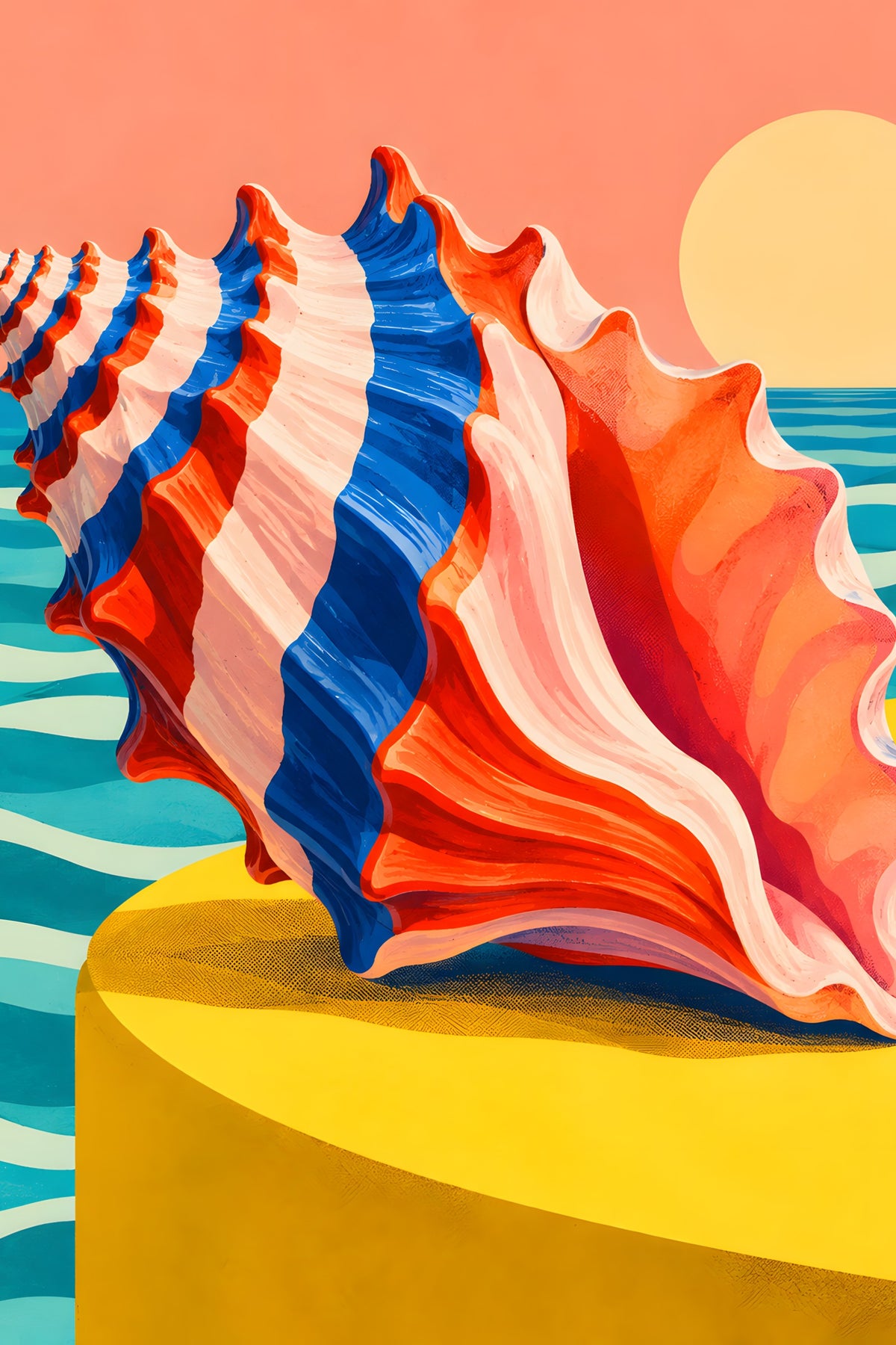 Schelp boven Turquoise Water popart canvas schilderij