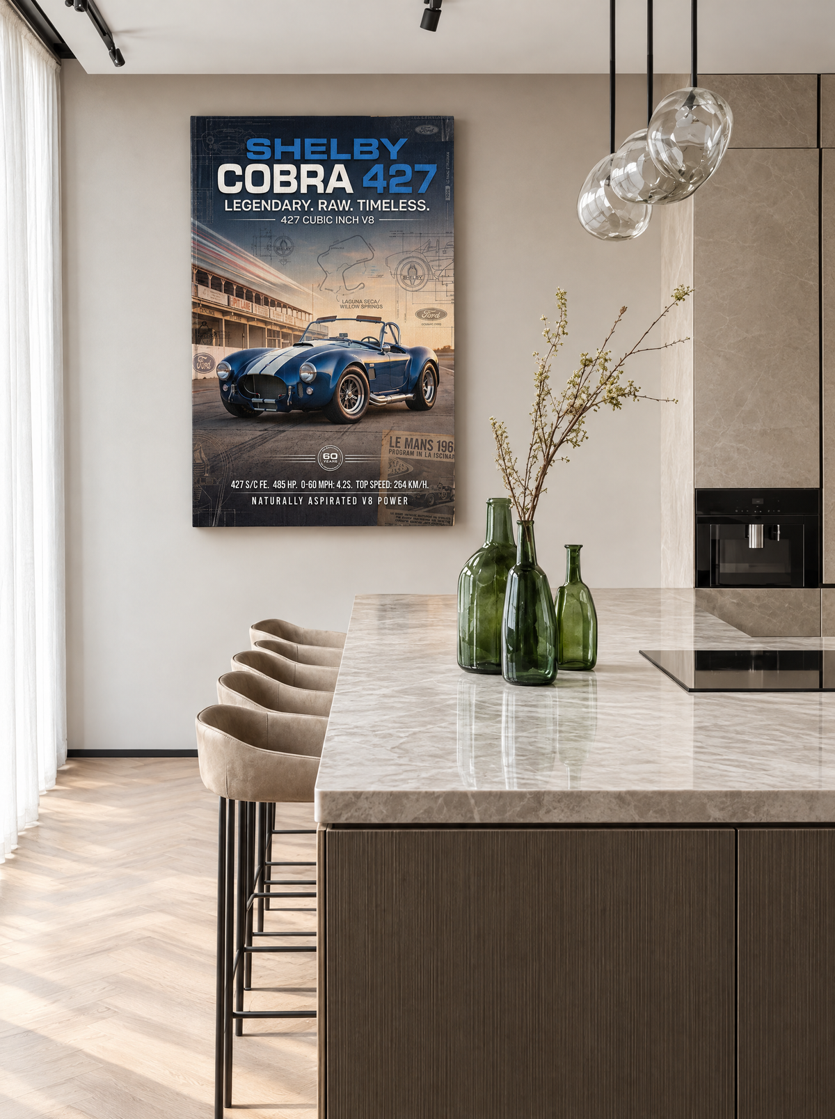 Shelby Cobra 427 als canvas zonder lijst aan de muur