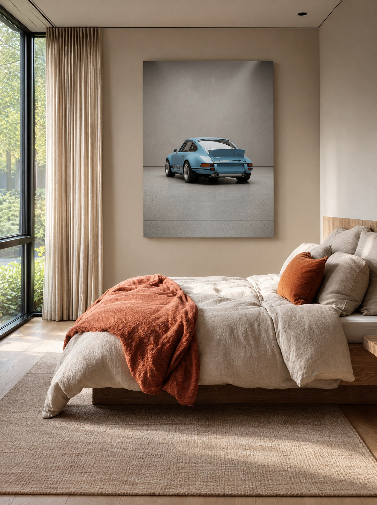 Skyline Rebel Blue als canvas zonder lijst aan de muur