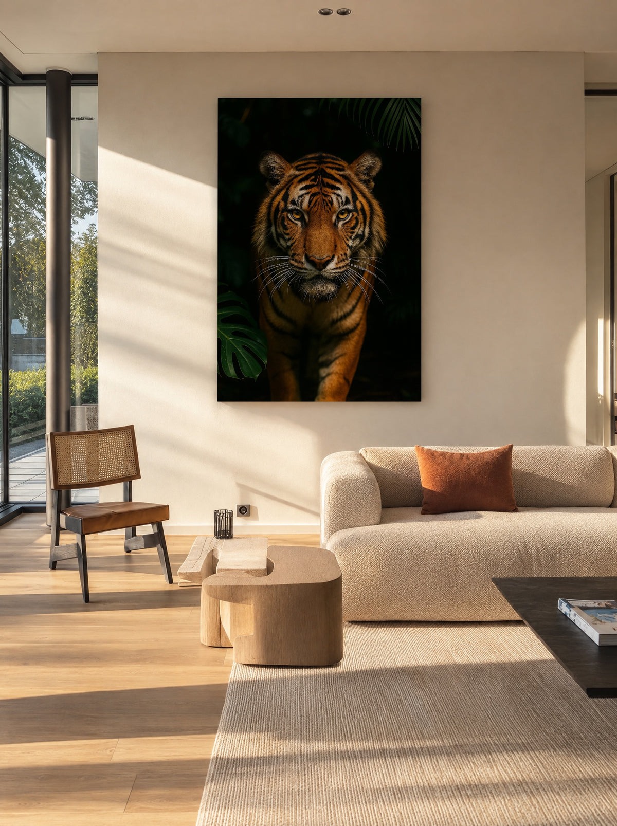 Smaragdstreep in het Bladerdek als canvas zonder lijst aan de muur