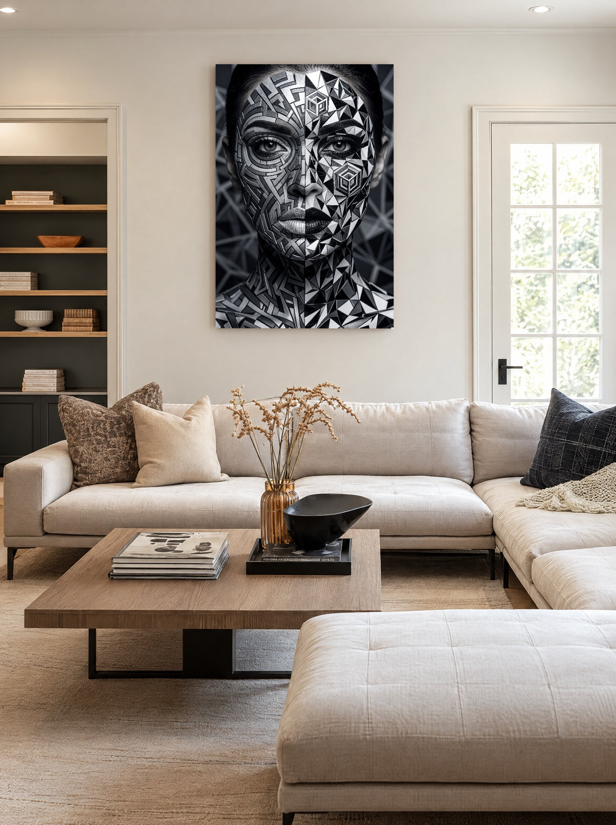 Staalblik vol Geheime Patronen als canvas zonder lijst aan de muur
