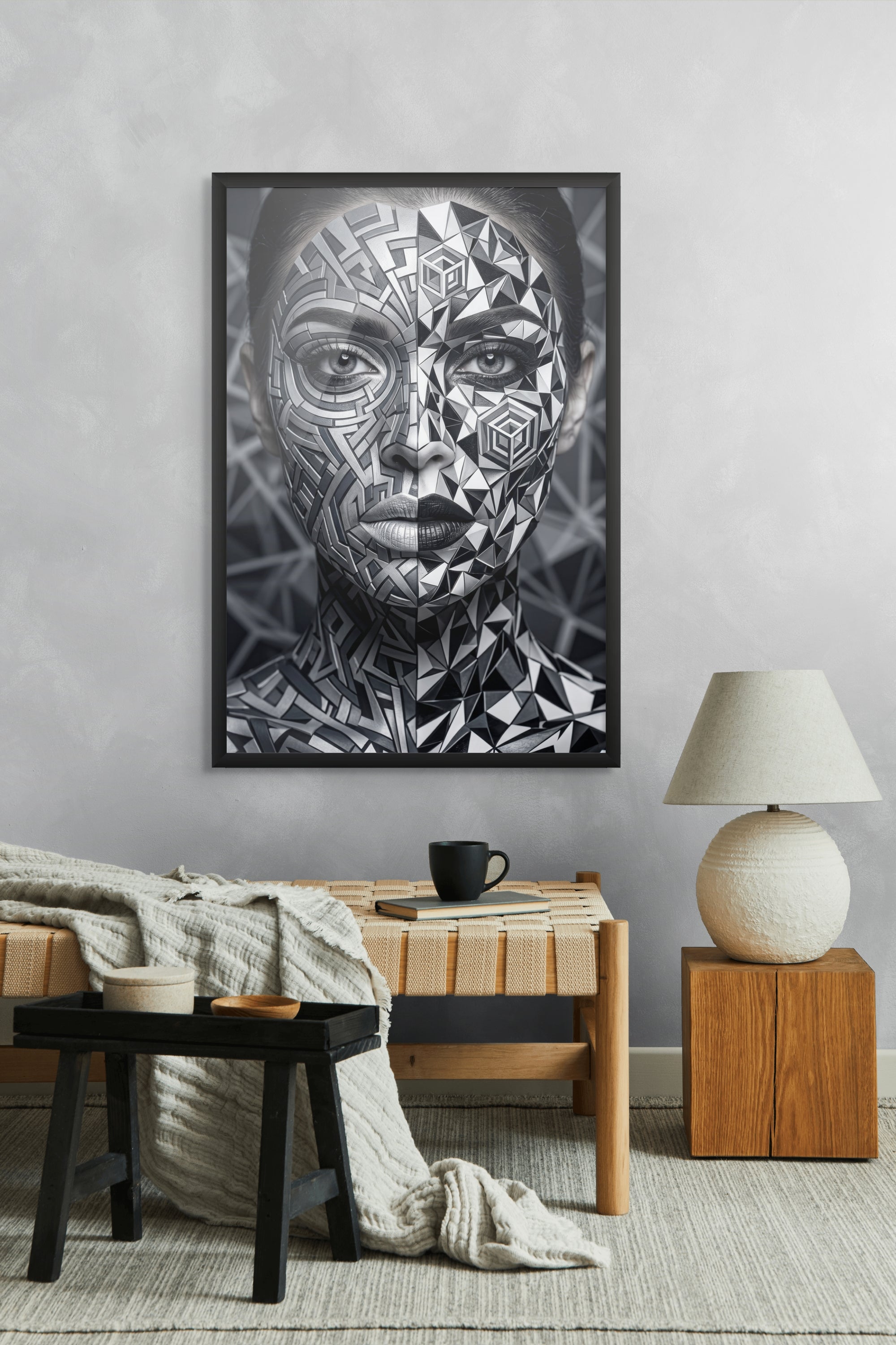 Staalblik vol Geheime Patronen Wanddecoratie – Abstract Portret Canvas Print