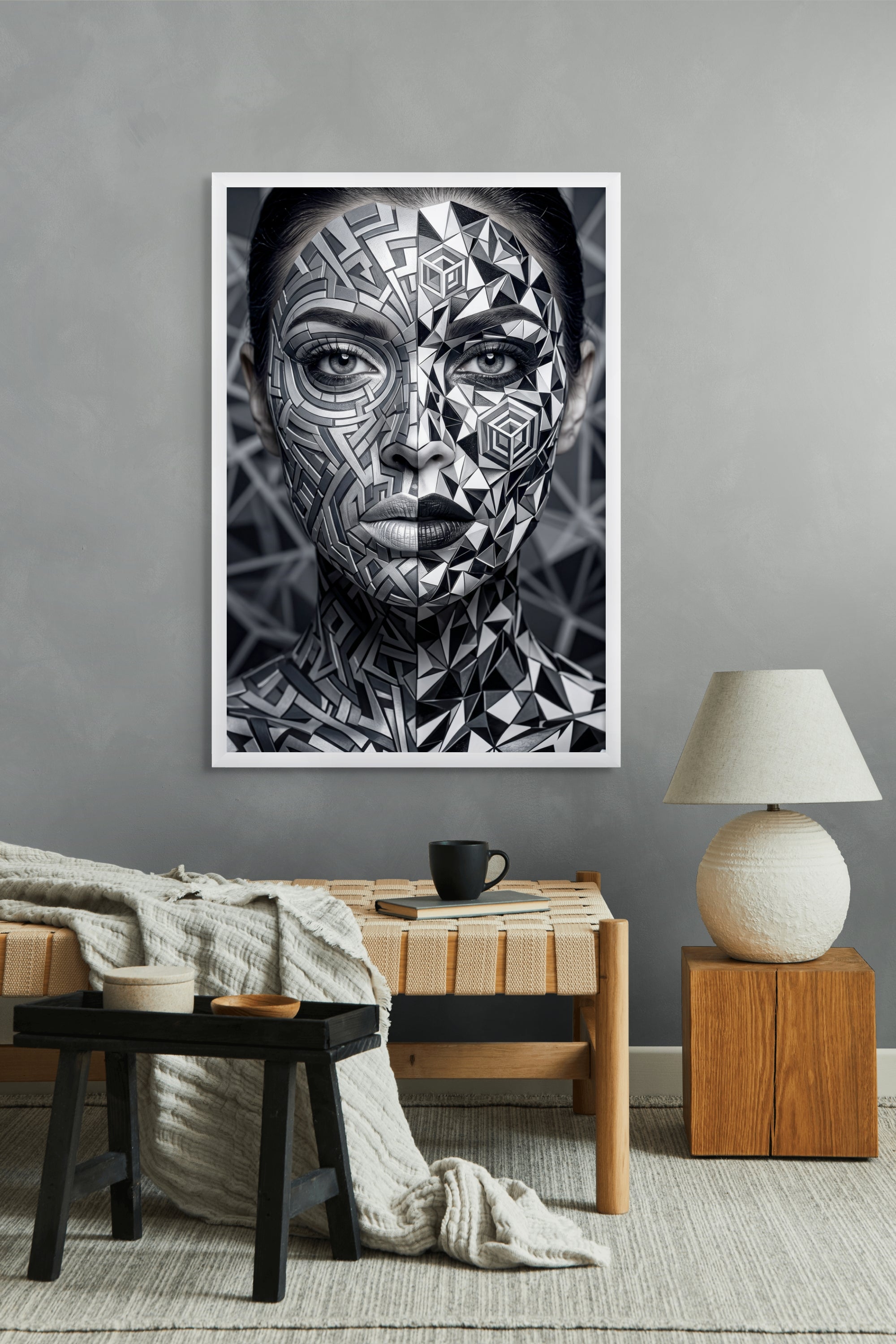 Staalblik vol Geheime Patronen Wanddecoratie – Abstract Portret Canvas Print